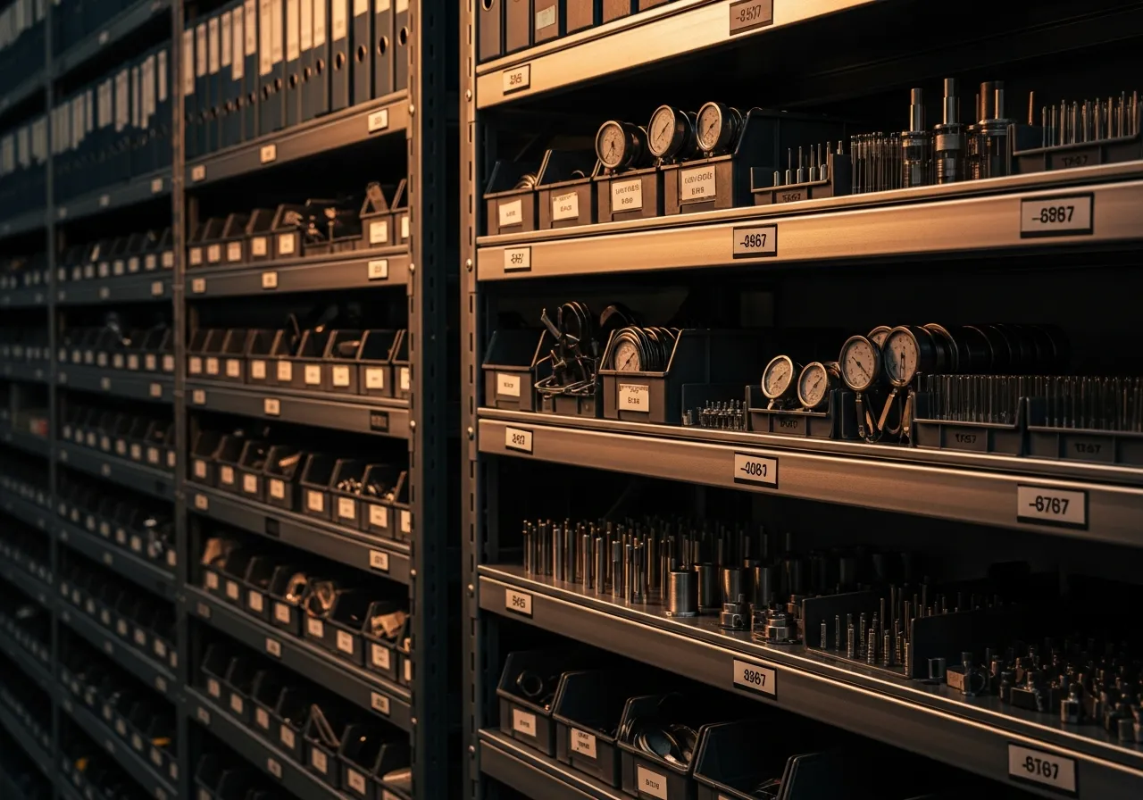 Representative folders and attachments machinery for the row cap category, brushed steel in a dark shop